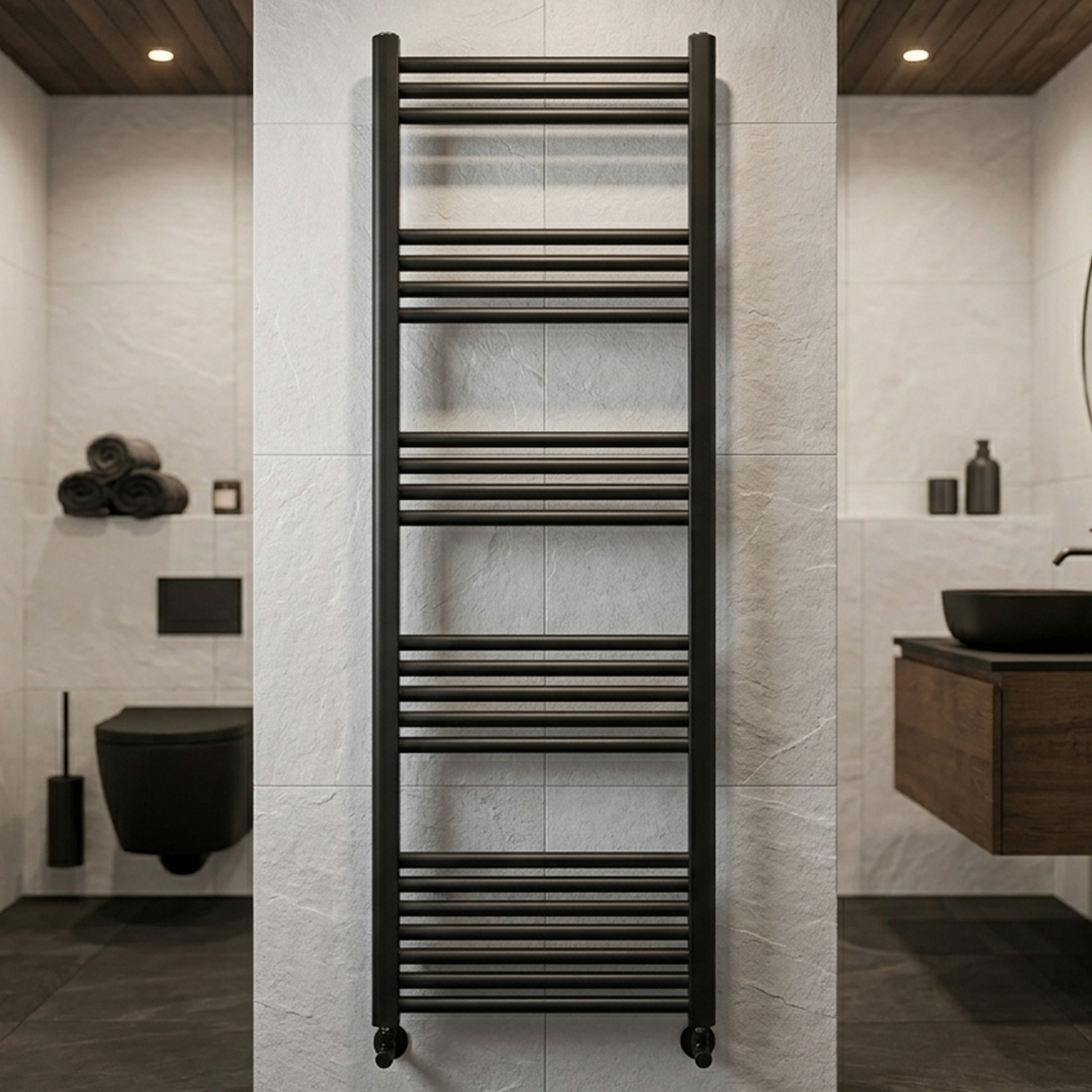 Straight Heated Heated Towel Rail Radiator, W: 600mm - Choice of Height and Finish