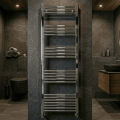 [BH614N] Yarnfield Straight Heated Heated Towel Rail Radiator, 600mm - Choice of Size and Colour - Silo
