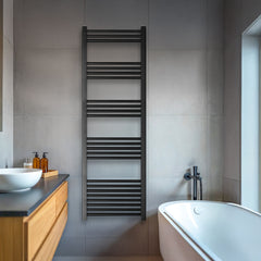 [BH616MB] Yarnfield Straight Heated Heated Towel Rail Radiator, 600mm - Choice of Size and Colour - Lifestyle 1