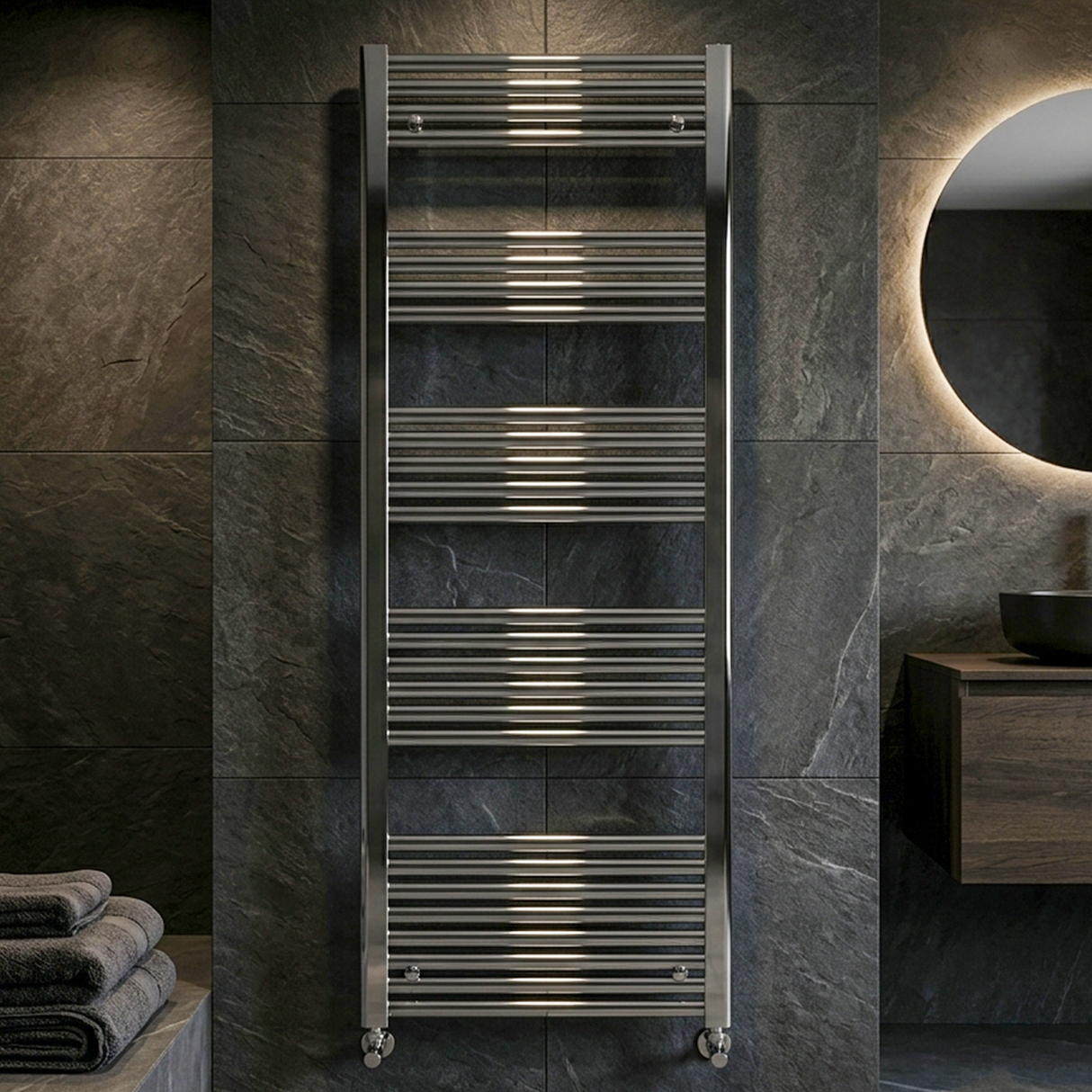 Straight Heated Heated Towel Rail Radiator, W: 600mm - Choice of Height and Finish