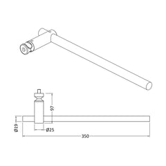 [BHAC318] Heating Accessories Embrace Radiator Towel Rail - Chrome - Technical Drawing