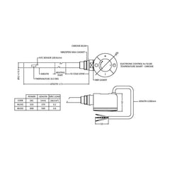 [BHAC501] Balterley Contemporary Electric Towel Rail Thermostatic Heating Element 300W - Chrome - Technical Drawing