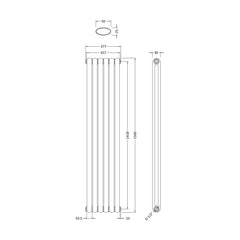 [BHAS002] Balterley Aspire Vertical Double Panel Radiator, 1500mm x 383mm - Gloss White - Technical Drawing