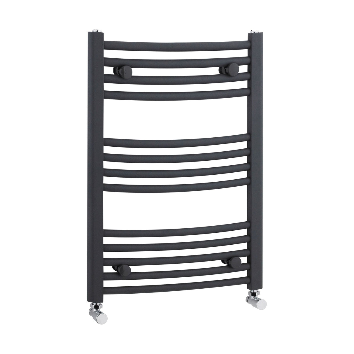 [BHCL102] Balterley Contemporary Heated Vertical Towel Rail with Curved Rails, 1051 BTU, 700mm x 500mm Bathroom Radiator - Anthracite - Cutout