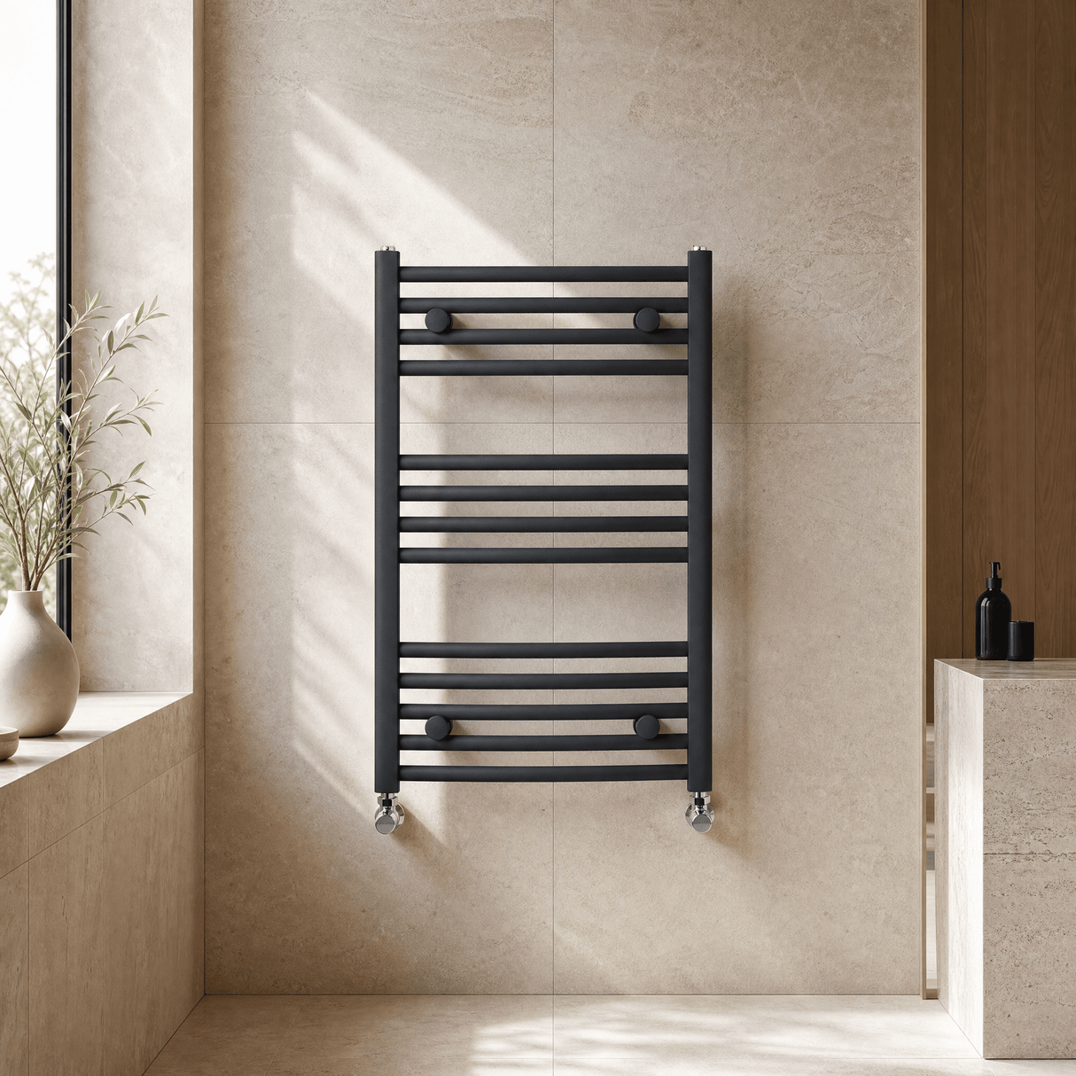 [BHCL102] Brewood Contemporary Heated Vertical Towel Rail with Curved Rails, Anthracite, Choice of Size