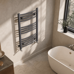 [BHCL102] Brewood Contemporary Heated Vertical Towel Rail with Curved Rails, Anthracite, Choice of Size