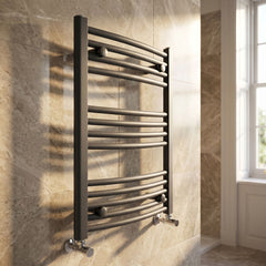 [BHCL102] Brewood Contemporary Heated Vertical Towel Rail with Curved Rails, Anthracite, Choice of Size