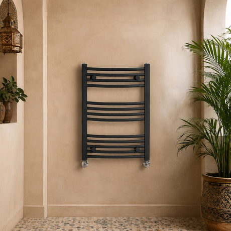 [BHCL102] Brewood Contemporary Heated Vertical Towel Rail with Curved Rails, Anthracite, Choice of Size - Silo