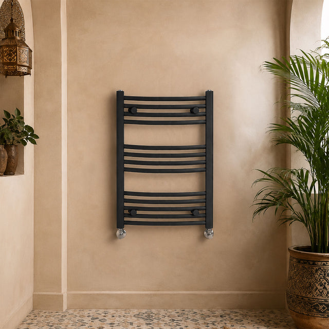 [BHCL102] Brewood Contemporary Heated Vertical Towel Rail with Curved Rails, Anthracite, Choice of Size - Silo