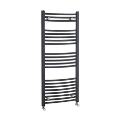 [BHCL104] Balterley Contemporary Heated Vertical Towel Rail with Curved Rails 1689 BTU, 1150mm x 500mm, Bathroom Radiator - Anthracite - Cutout