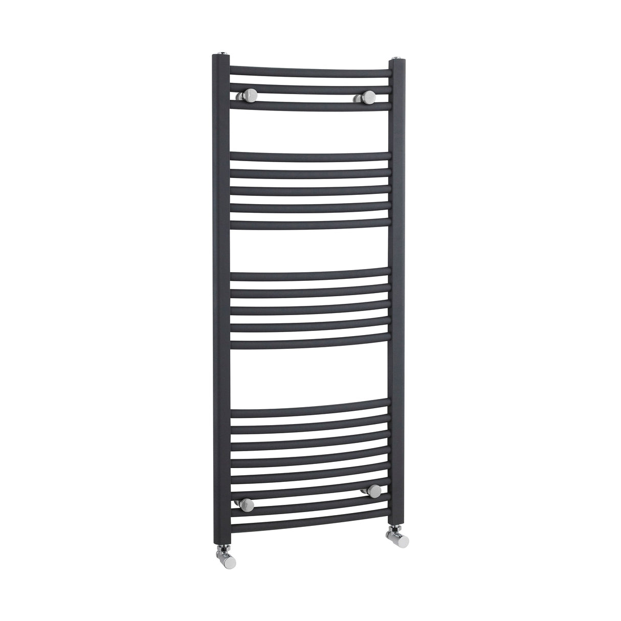 [BHCL104] Brewood Contemporary Heated Vertical Towel Rail with Curved Rails, Anthracite, Choice of Size - Cutout