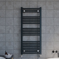 [BHCL104] Balterley Contemporary Heated Vertical Towel Rail with Curved Rails 1689 BTU, 1150mm x 500mm, Bathroom Radiator - Anthracite - Lifestyle 1
