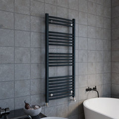 [BHCL104] Balterley Contemporary Heated Vertical Towel Rail with Curved Rails 1689 BTU, 1150mm x 500mm, Bathroom Radiator - Anthracite - Lifestyle 3