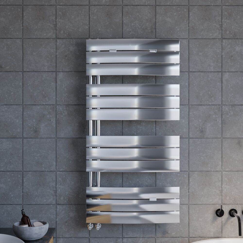 [BHCL336] Balterley Contemporary Heated Towel Rail Curved Panels, 1080mm x 550mm - Chrome - Lifestyle 1