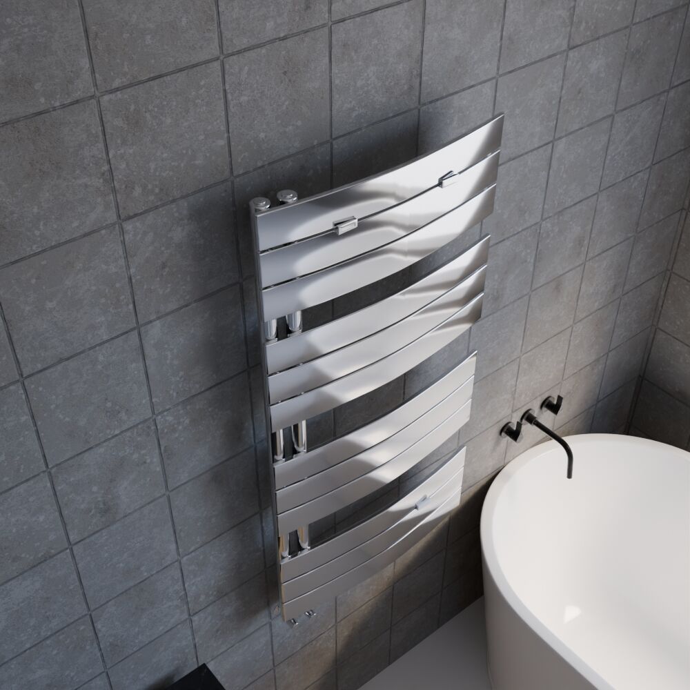 [BHCL336] Balterley Contemporary Heated Towel Rail Curved Panels, 1080mm x 550mm - Chrome - Lifestyle 2