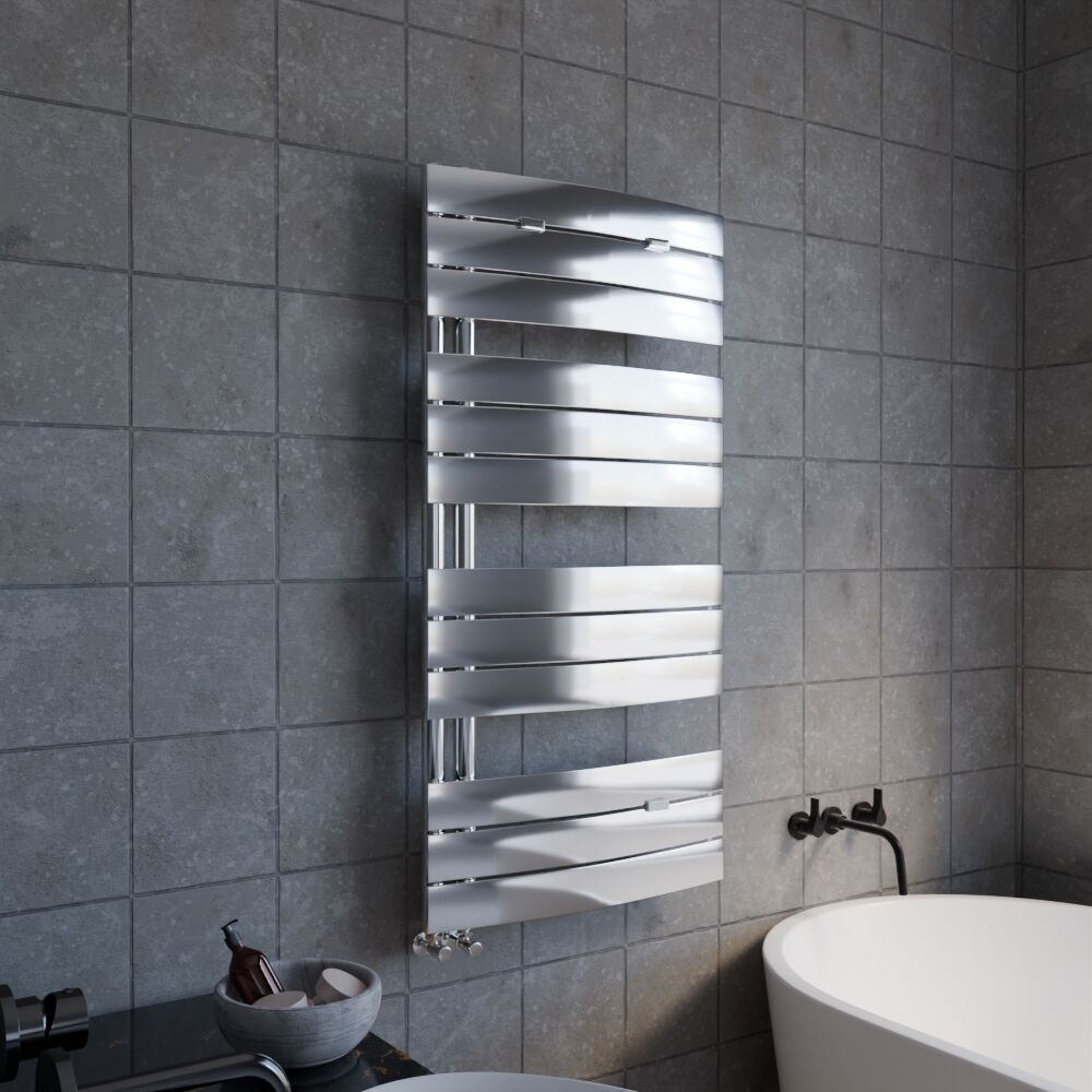 [BHCL336] Balterley Contemporary Heated Towel Rail Curved Panels, 1080mm x 550mm - Chrome - Lifestyle 3