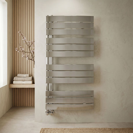 [BHCL336] Balterley Contemporary Heated Towel Rail Curved Panels, 1080mm x 550mm - Chrome - Silo