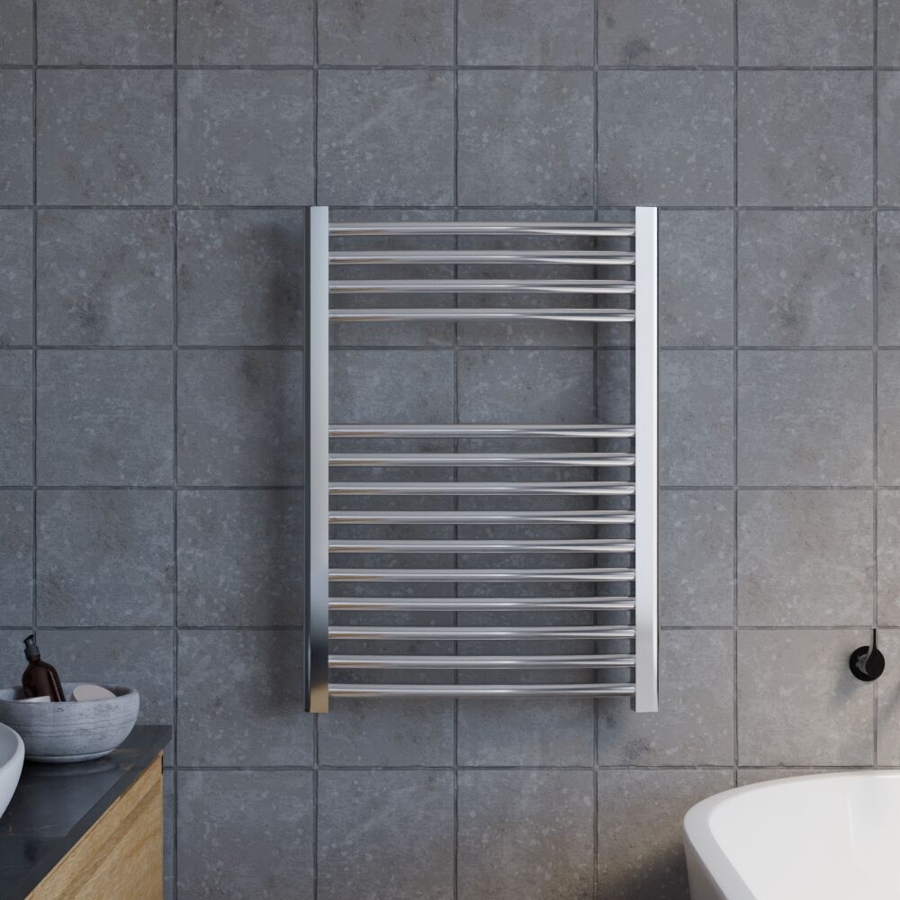 [BHCL385] Heated Vertical Towel Rail with Curved Rails - 710 BTU - 700mm x 500mm - Chrome - Lifestyle 1