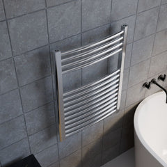 [BHCL385] Heated Vertical Towel Rail with Curved Rails - 710 BTU - 700mm x 500mm - Chrome - Lifestyle 2