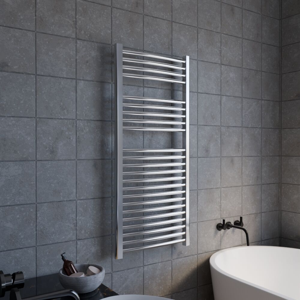 [BHCL386] Heated Vertical Towel Rail with Curved Rails - 1126 BTU - 1100mm x 500mm - Chrome - Lifestyle 3