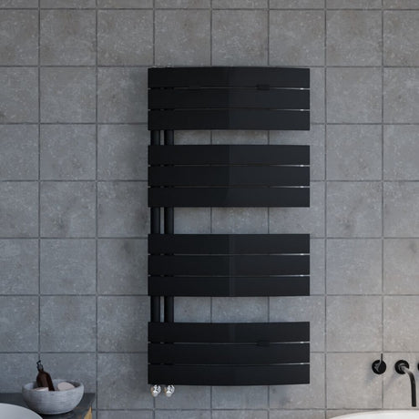 [BHCLA36] Heated Towel Rail with Curved Panels, 1706 BTU, 1080x550mm, Anthracite - Lifestyle 1