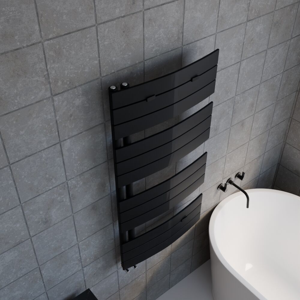 [BHCLA36] Contemporary Heated Towel Rail with Curved Panels, 1080 x 550mm - Choice of Colour - Lifestyle 2