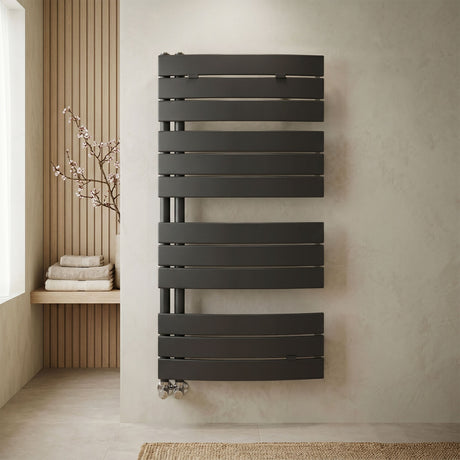 [BHCLA36] Heated Towel Rail with Curved Panels, 1706 BTU, 1080x550mm, Anthracite - Silo