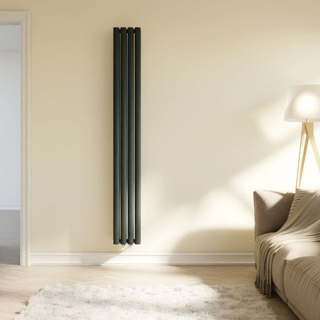 [BHEB009] Balterley Embrace Compact Vertical Double Panel Radiator, 1800mm x 236mm - Anthracite - Lifestyle 1
