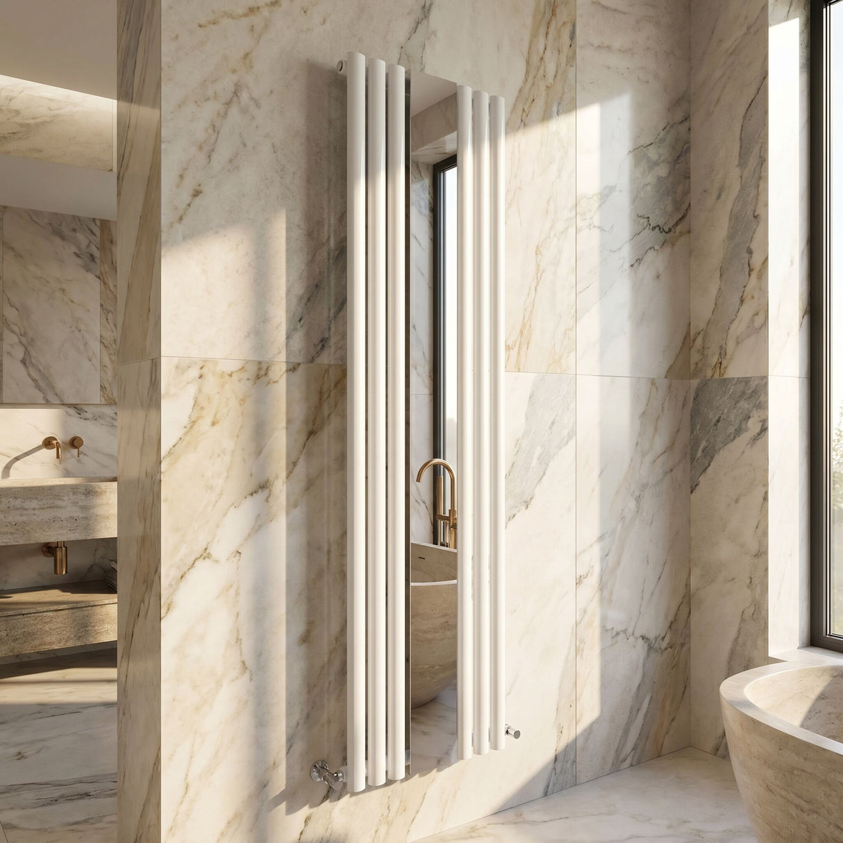 [BHEB330] Pattingham Vertical Single Panel Radiator with Mirror, 1800mm x 499mm, Choice of Colour