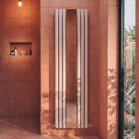 [BHEB330] Pattingham Vertical Single Panel Radiator with Mirror, 1800mm x 499mm, Choice of Colour - Silo