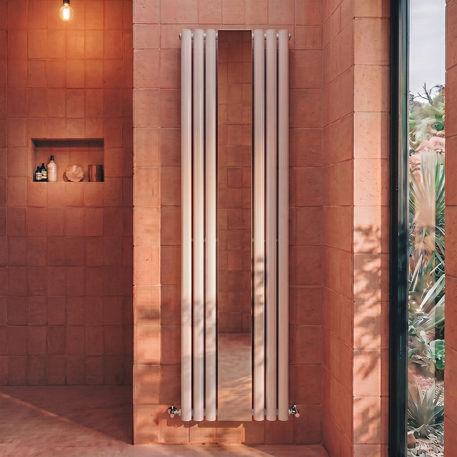 [BHEB330] Pattingham Vertical Single Panel Radiator with Mirror, 1800mm x 499mm, Choice of Colour - Silo