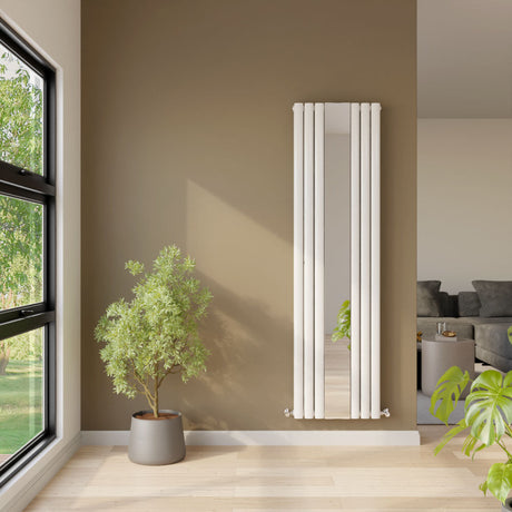 [BHEB331] Balterley Embrace Vertical Double Panel Radiator with Mirror, 1800mm x 499mm - Gloss White - Lifestyle 1