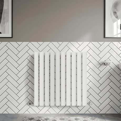 [BHEB338] Balterley Embrace Horizontal Single Panel Radiator, 600mm x 586mm - Gloss White - Silo