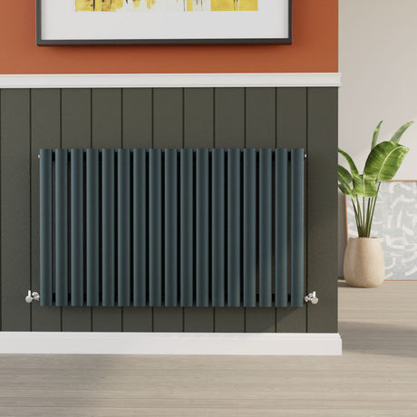 [BHEBA39] Balterley Embrace Horizontal Single Panel Radiator, 600mm x 992mm - Anthracite - Lifestyle 1