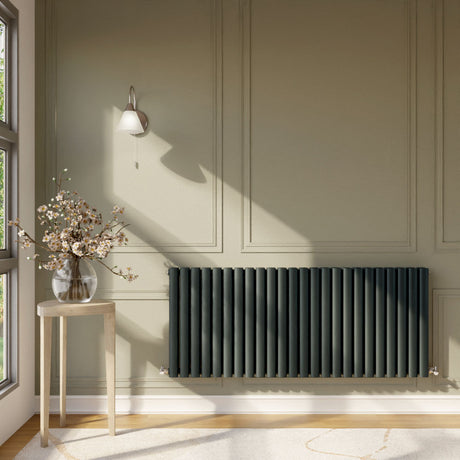[BHEBA40D] Balterley Embrace Horizontal Double Panel Radiator, 600mm x 1398mm - Anthracite - Lifestyle 1