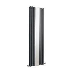[BHEBA79] Balterley Embrace Vertical Double Panel Radiator with Mirror, 1800mm x 499mm - Anthracite - Cutout