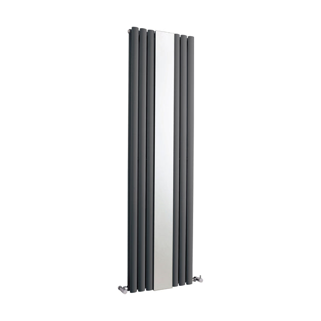 [BHEBA79] Balterley Embrace Vertical Double Panel Radiator with Mirror, 1800mm x 499mm - Anthracite - Cutout