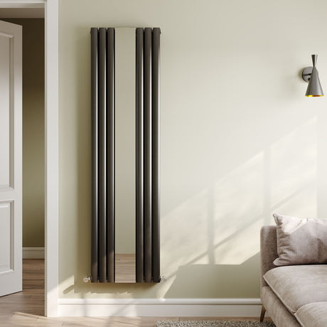 [BHEBA79] Balterley Embrace Vertical Double Panel Radiator with Mirror, 1800mm x 499mm - Anthracite - Lifestyle 1