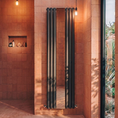 [BHEBA79] Pattingham Contemporary Vertical Double Panel Radiator with Mirror, 1800mm x 499mm - Choice of Colour - Silo