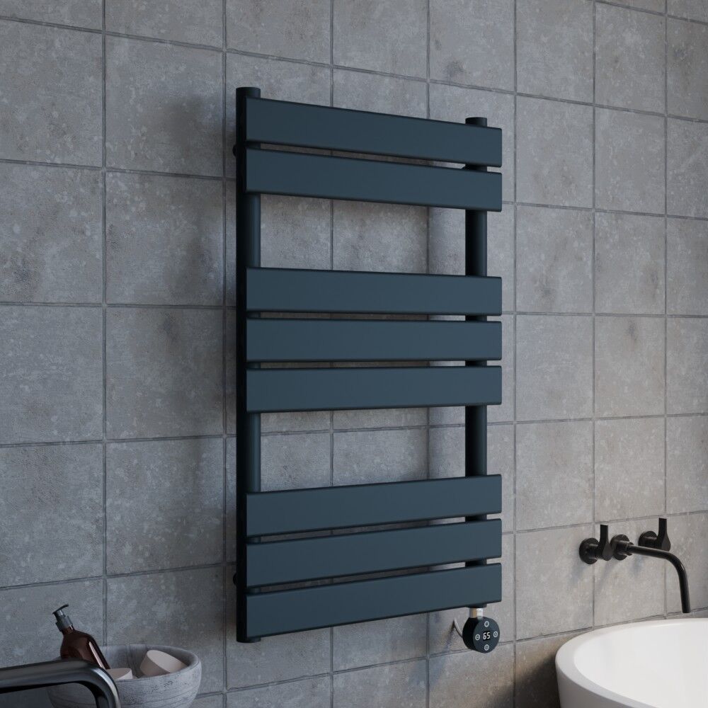 [BHEF158] Electric Square Flat Heated Towel Rail with 8 Bars, 840 x 500mm, Anthracite - Lifestyle 3
