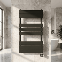 [BHEF158] Bagnall Electric Square Flat Heated Towel Rail with 8 Bars, 840 x 500mm, Choice of Colour - Silo