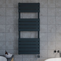 [BHEF159] Electric Square Flat Heated Towel Rail with 12 Bars, 1213 x 500, Anthracite - Lifestyle 1