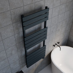 [BHEF159] Electric Square Flat Heated Towel Rail with 12 Bars, 1213 x 500, Anthracite - Lifestyle 2
