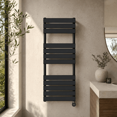 [BHEF159] Electric Square Flat Heated Towel Rail with 12 Bars, 1213 x 500, Anthracite - Silo