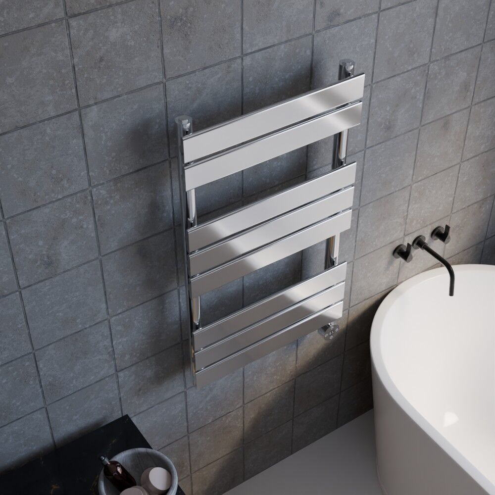 [BHEF358] Electric Square Flat Heated Towel Rail with 8 Bars, 840mm x 500mm, Chrome - Lifestyle 2