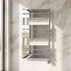 [BHEF358] Bagnall Electric Square Flat Heated Towel Rail with 8 Bars, 840 x 500mm, Choice of Colour - Silo