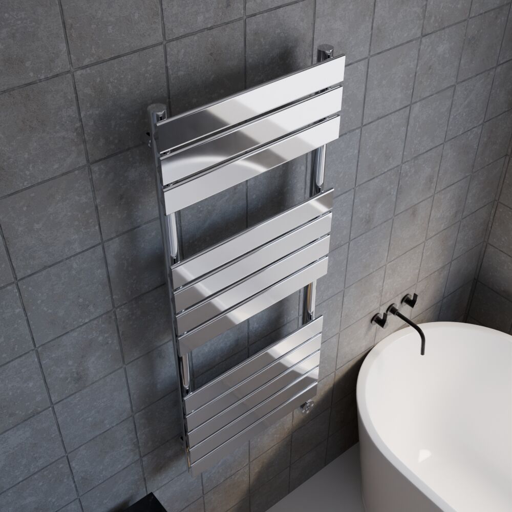 [BHEF359] Electric Square Flat Heated Towel Rail with 12 Bars, 1213 x 500, Anthracite - Lifestyle 2