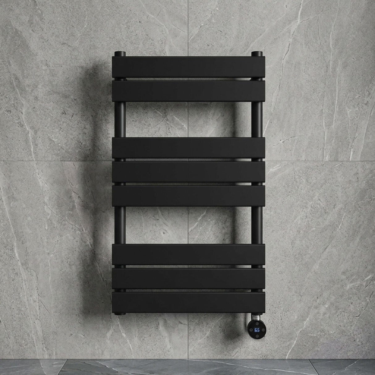 [BHEF458] Bagnall Electric Square Flat Heated Towel Rail with 8 Bars, 840 x 500mm, Choice of Colour - Silo