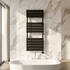 [BHEF459] Electric Square Flat Heated Towel Rail with 12 Bars, 1213 x 500, Anthracite - Lifestyle 1