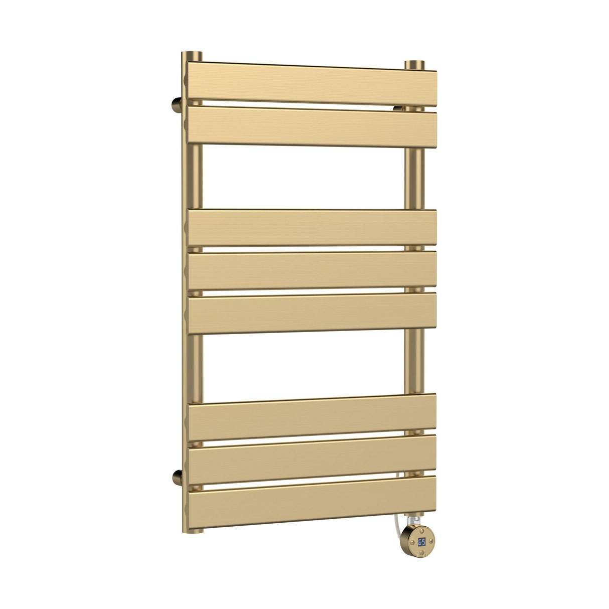 [BHEF858] Square Flat Heated Towel Rail with 8 Bars, 840 x 500mm, Brushed Brass - Cutout